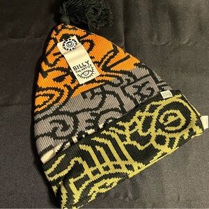 Billy the Artist Knit Pom Beanie Hat NWT Abstract Eye Graphic Streetwear
